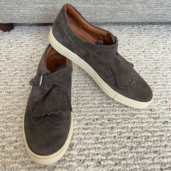 Frye Gemma Kiltie Smoke Gray Suede Oxford Wingtip Loafer Fashion Sneaker - Picture 11 of 11